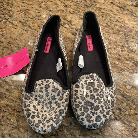 Betsey Johnson sequin leopard print flats slippers XL 11-12 - Picture 2 of 4